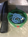 Tow strap and landscaping cloth, oil drain pan