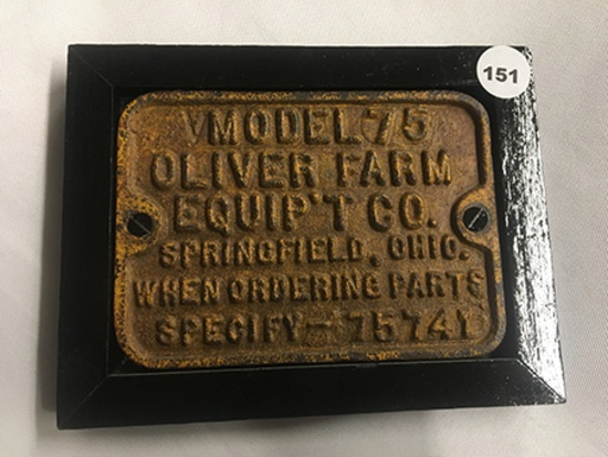 3 1/2  x 5 in. Model 75 Oliver Farm Equipment Co. Iron Tag