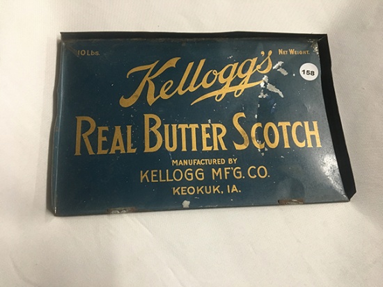6 1/2  x 10 in. Kelloggs Real Butterscotch, Tin Lid
