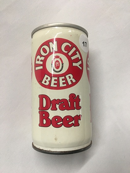 Iron City Draft Beer Can, unopened top, drained from bottom