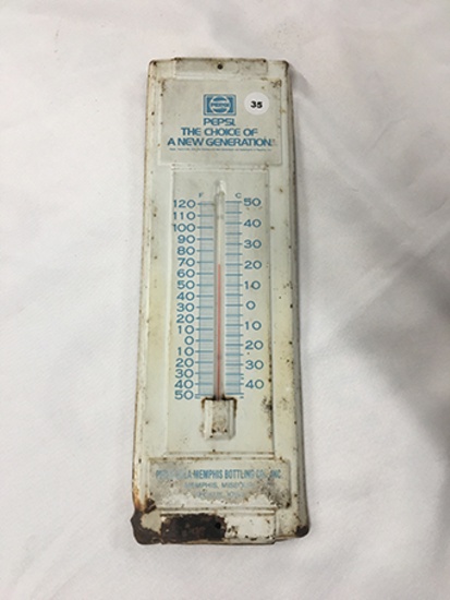 4 1/2  x 14 in. Vintage Pepsi Cola Memphis Bottling Co.  Thermometer