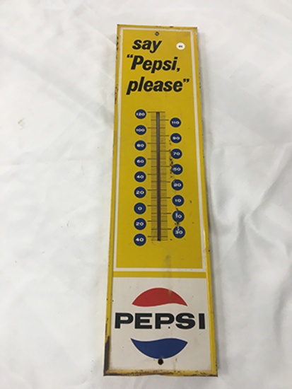 7  x 28 in. Vintage Pepsi Thermometer, Green Back