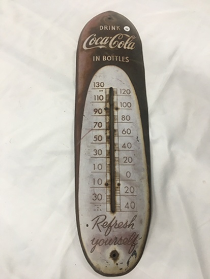 8 x 30 in. Vintage Cigar Style Coca Cola Thermometer