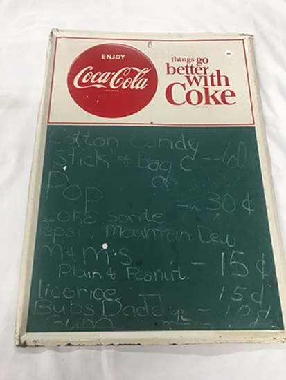 19 1/2 x 28 in. Vintage Coca Cola Chalkboard Menu Sign