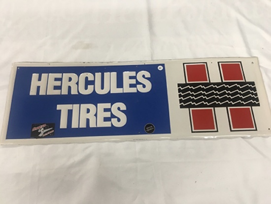 12 x 36 in. Vintage Hercules Tire Sign, Green Back
