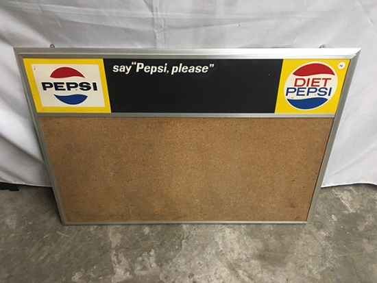37  x 26 1/2 in. Vintage Pepsi / Diet Pepsi cork board sign