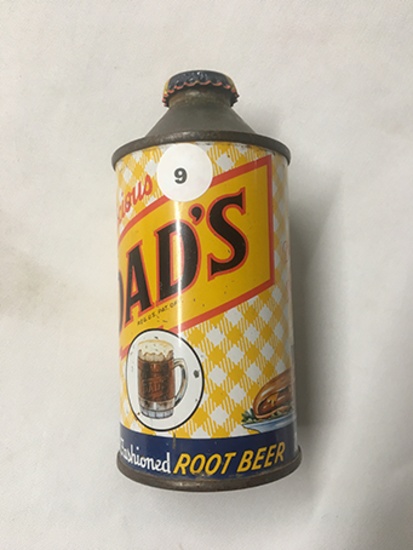 Rare Dads Root Beer 12 ounce Cone Top Can, good overall condition