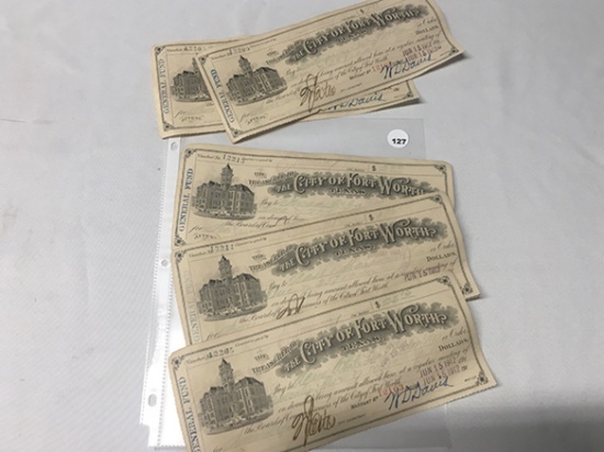 (7) City of Fort Worth, Texas 1912 General Fund Vouchers
