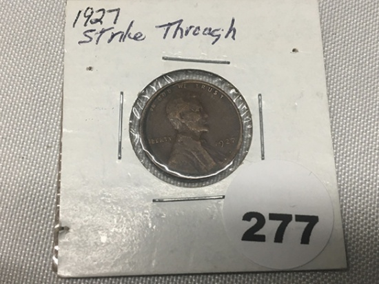 1927 Strike Through ERROR Lincoln Cent