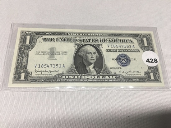 1957 B $1 Silver cert. Blue seal SER. V 18547153 A