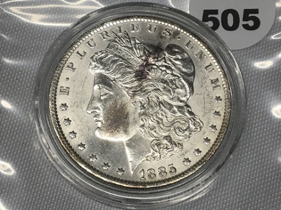 1885-O Morgan Dollar UNC, Capsolated Toning