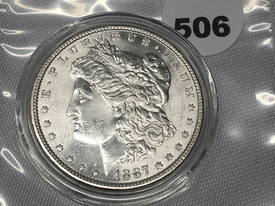 1887 Morgan Dollar BU,  Capsolated