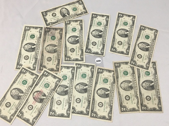 (14) 2003 Circulated $2 Bills
