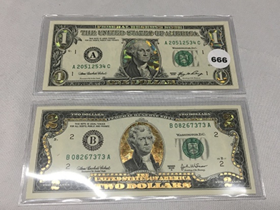 2003 $2 & 2006 $1 Hologram Bills