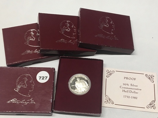 (4) 1982 Proof Comm. Washington Half Dollars (90% Silver)