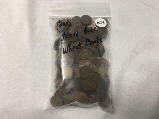 (200) Mixed Date Wheat Cents