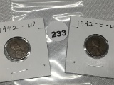 1942 &  1942-S Lincoln Cent