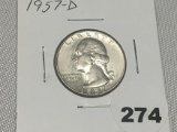 1957- D Washington Quarter (BU)