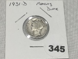 1931-D  Mercury Dime