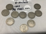 1897, (9) 1900's Liberty Head Nickels