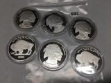 (3) 2003 Buffalo Copies Marked 1 oz .999 Fine Silver, (3) Unmarked Copies