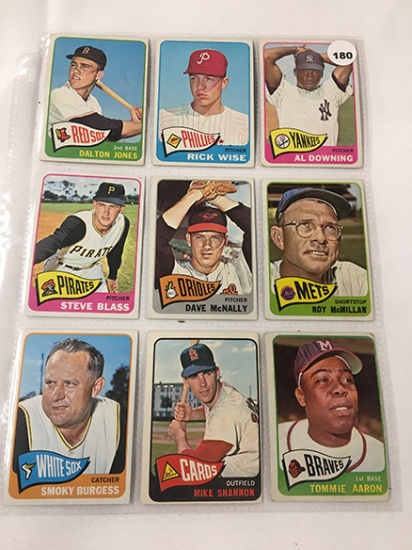 (9) 1965 Topps 6, 132, 135, 139, (3) 214, 491, 503