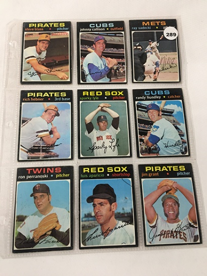 (9) 1971 Topps #12, 143, 212, 406, 475, 509, 592, 649, 740