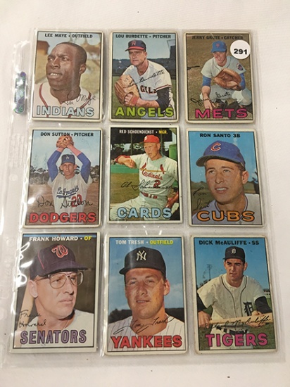 (9) 1967 Topps #70, 170, 255, 258, 265, 289, 413, 445, 512