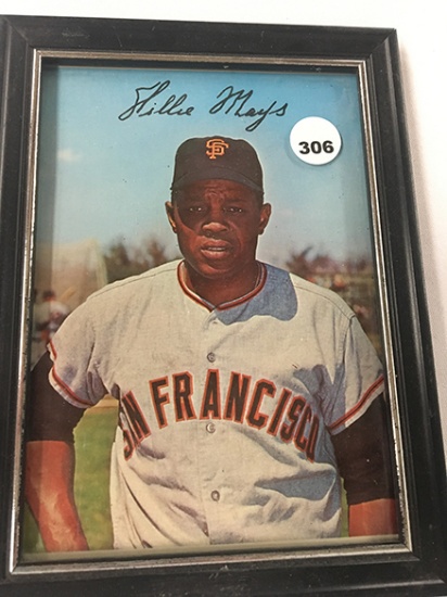 Framed and Signed Willie Mays Photo