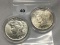 2 X $ 1925 Peace Dollars, UNC