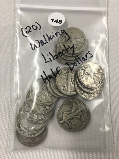Lot of (20) Walking Liberty Half Dollars