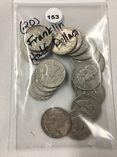 Lot of (20) Franklin Half Dollars
