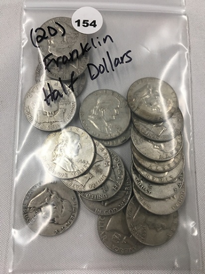 Lot of (20) Franklin Half Dollars