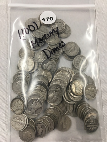 (100) Mercury Dimes