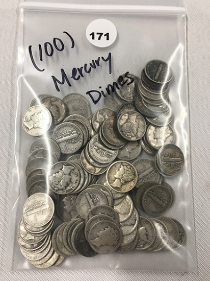 (100) Mercury Dimes