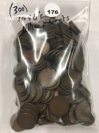 (300) 1940s Wheat Cents