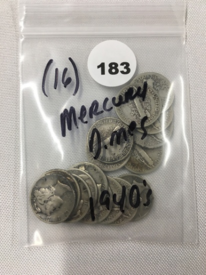 (16) 1940s Mercury Dimes