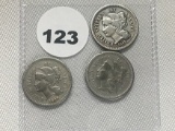 1866, 68, 69 3 Cent Pieces