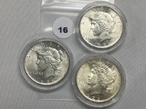 3 X $ 1922 Peace Dollars, UNC