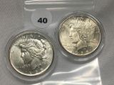 2 X $ 1925 Peace Dollars, UNC