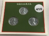 1943 P D S Steel cents Littleton card display
