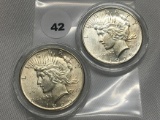 2 X $ 1925 Peace Dollars, UNC