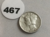1942-S  Mercury Dime AU
