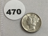 1943-D  Mercury Dime AU