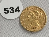 1881 $5 Gold Liberty
