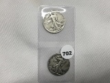 1942, 1945 Standing Liberty Half Dollars