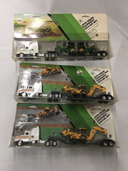 Lot of 3, Ertl 1/64 Scale, John Deere Hauling Sets