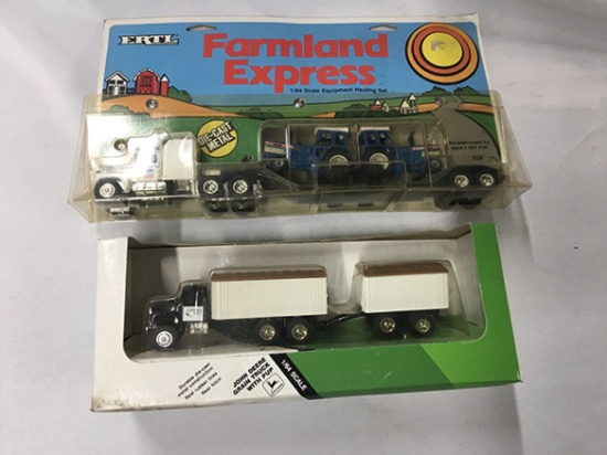 Lot of 2, Ertl 1/64 Scale, Truck & Trailers