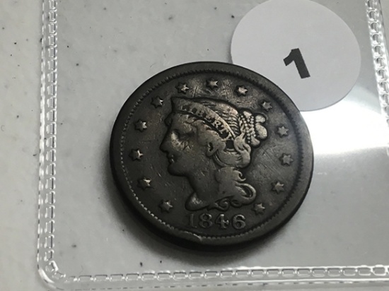 1846 Large Cent Small Date FINE