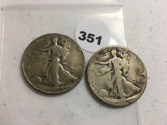 (2) Walkiing Liberty Half Dollars